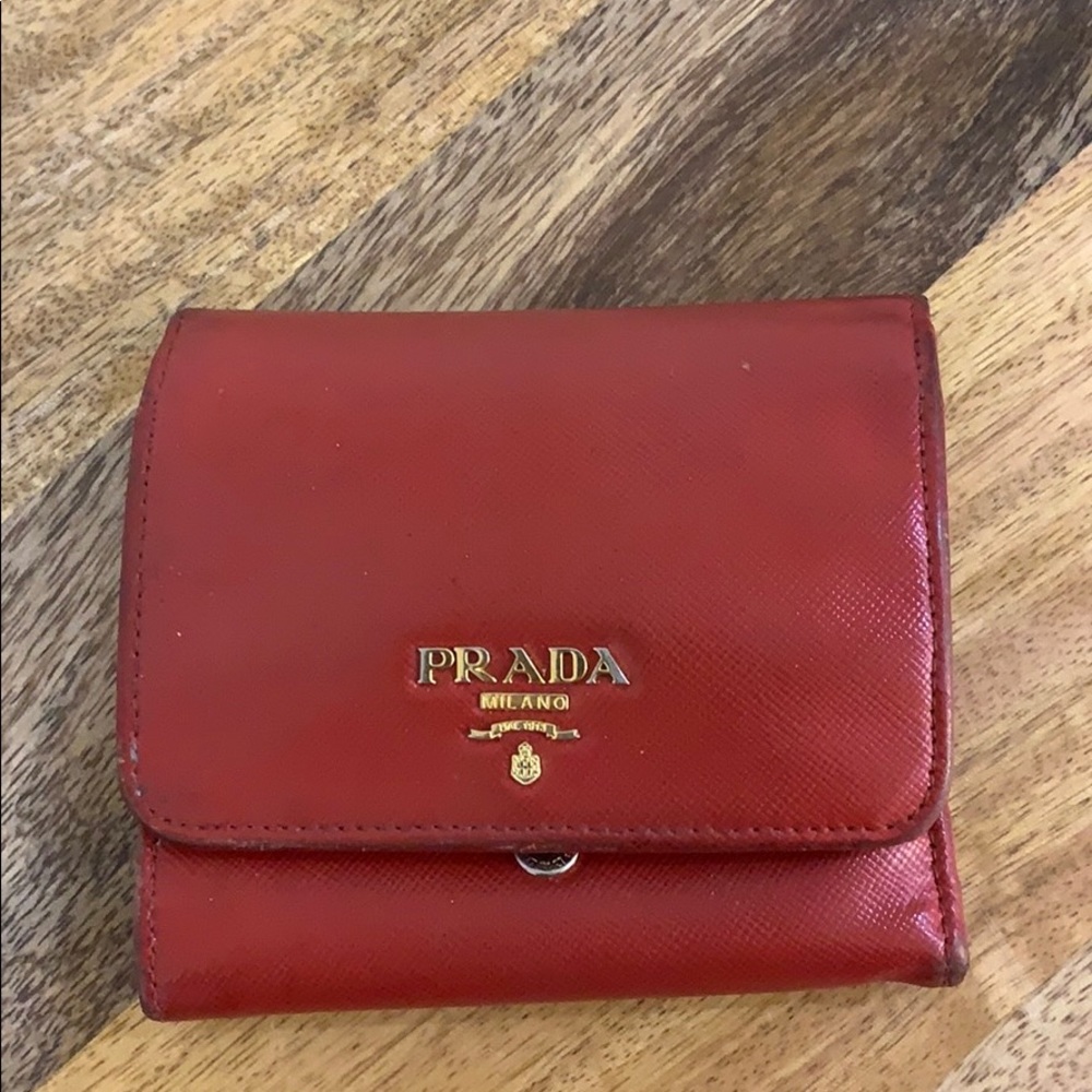 Prada Red Leather Wallet